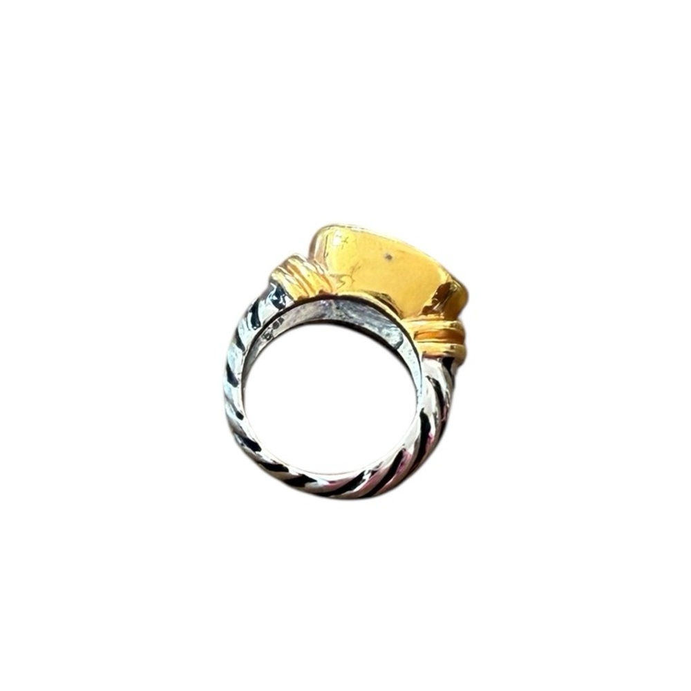Gold-Tone and Silver-Tone Ring with Blue Stone Size 5 - Picture 6 of 12